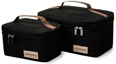 Hango Insulated Black Lunch Box Cooler Bag Set Of 2 Sizes