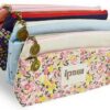 Ipow Flower Floral Canvas Cosmetic Pen Pencil Stationery Pouch Bag Case