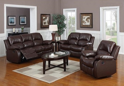 Huntington 2 Pc Bonded Leather Sofa And Loveseat Set With 4 Recliners