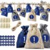24 Packs Burlap Drawstring Bags For DIY Advent Calendar